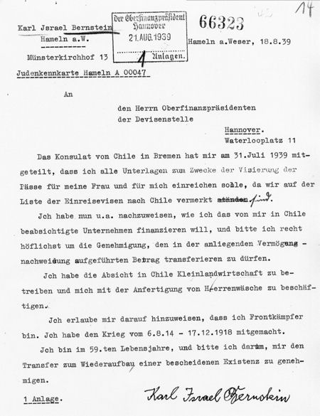 Schreiben an Oberfinanzpräsidenten