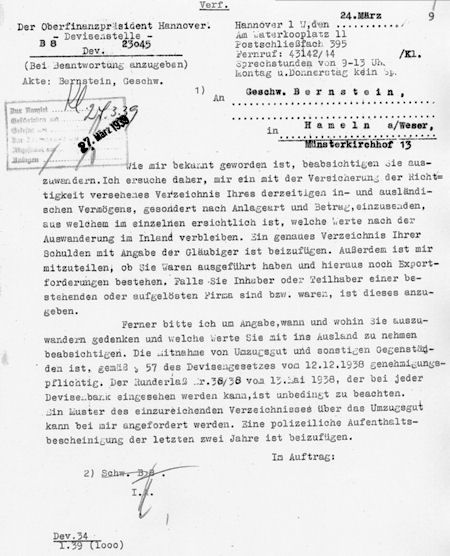 Das Schreiben des Oberfinanzpräsidenten