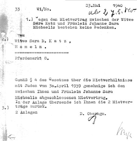 Schreiben der Stadt Hameln