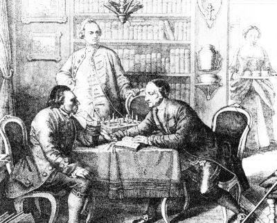 Moses Mendelsohn mit Lessing und Lavater